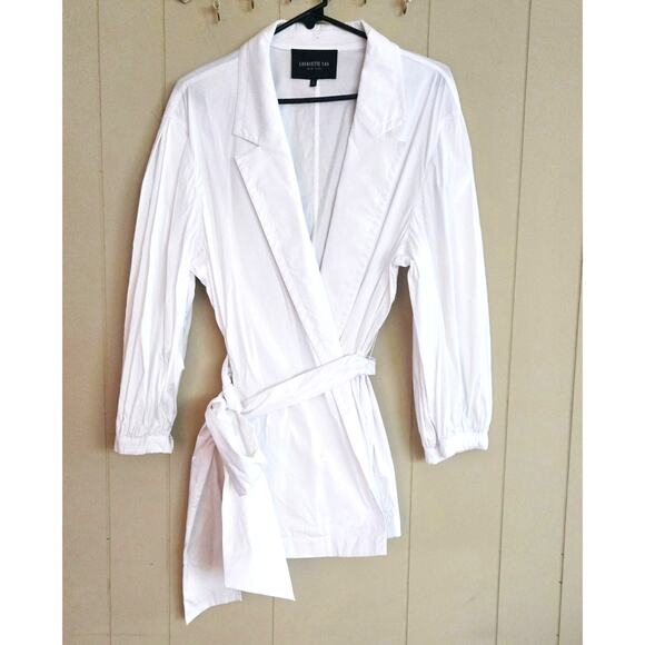 Lafayette 148 New York White Wrap Tie Blouse Ladies XL Oversized